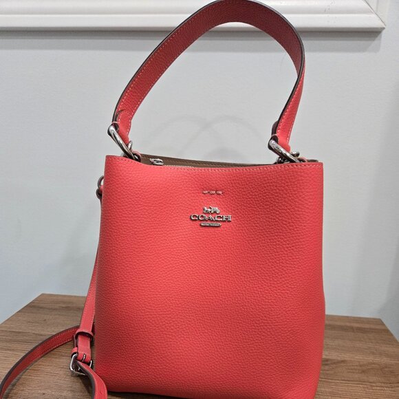Coach small town bucket bag, coral with silver hardware - Picture 1 of 6